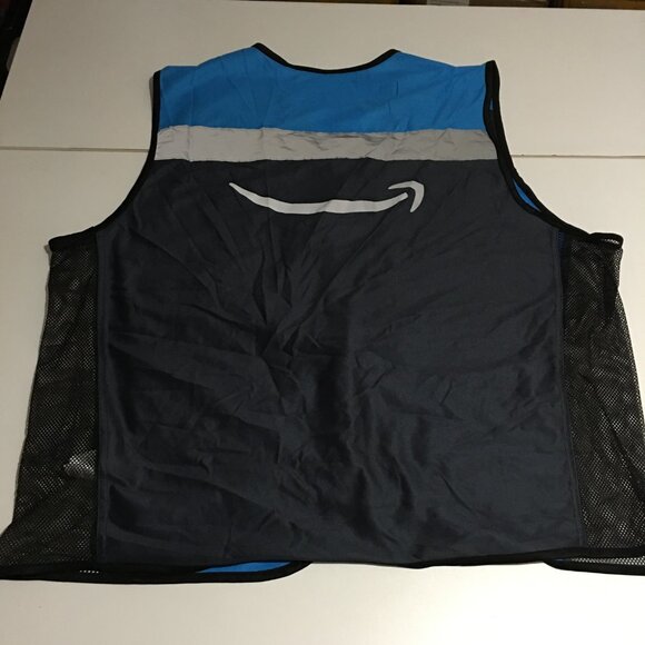 Amazon Blue Employee Uniform Vest Unisex Sleeveless Zip Up Size XL - Picture 6 of 9